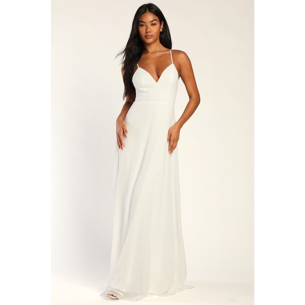 Romantic Ways White lace button back Maxi dress NWOT